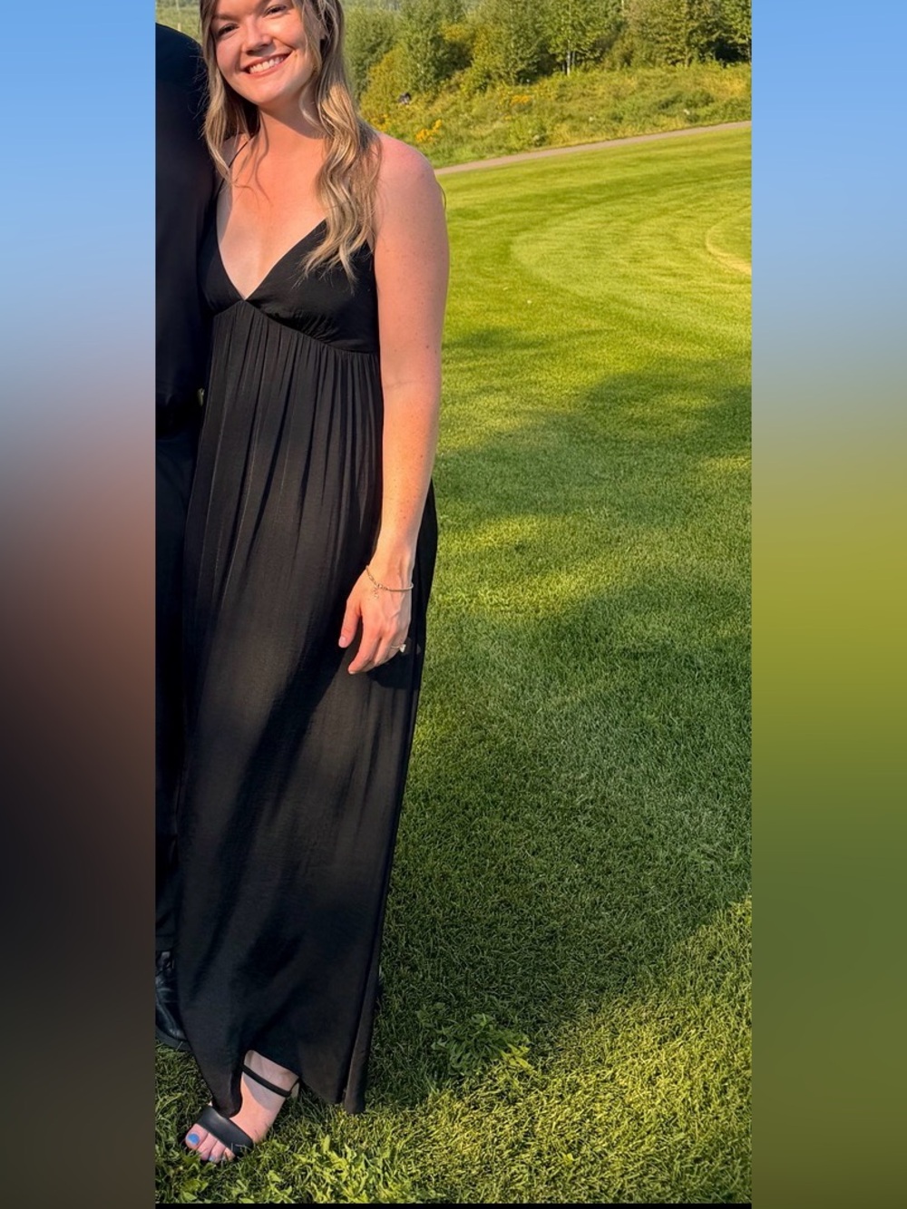 Classic Black V-Neck Maxi Dress for Women